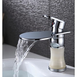 Chrome Finish Brass Waterfall Bathroom Sink Basin Faucet