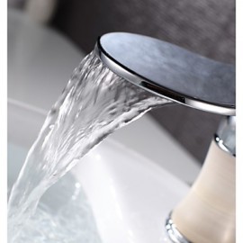 Chrome Finish Brass Waterfall Bathroom Sink Basin Faucet