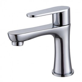 Contemporary Single Handle Brass Chrome Basin Faucet Cold Tap