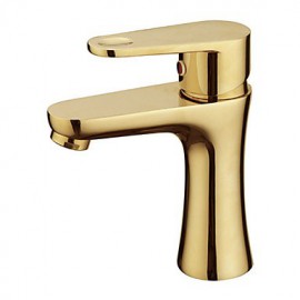 Gold Plated Single Handle Countertop Brass Basin Faucet Mixer