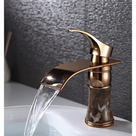 Rose Gold Brass Waterfall Bathroom Sink Basin Faucet