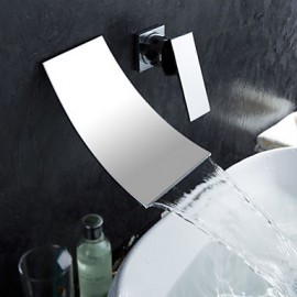 Waterfall Bathroom Sink Faucet Widespread Contemporary Design Faucet (Chrome Finish)