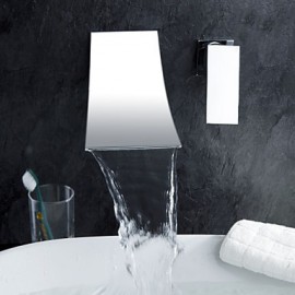 Waterfall Bathroom Sink Faucet Widespread Contemporary Design Faucet (Chrome Finish)