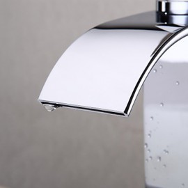 Waterfall Bathroom Sink Faucet Contemporary Design Brass Finish (Tall)