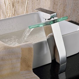Waterfall Bathroom Sink Faucet With Glass Spout Faucet (Tall)