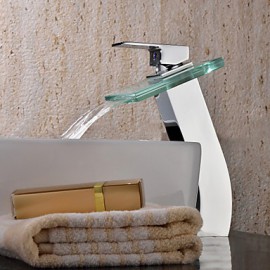 Waterfall Bathroom Sink Faucet With Glass Spout Faucet (Tall)