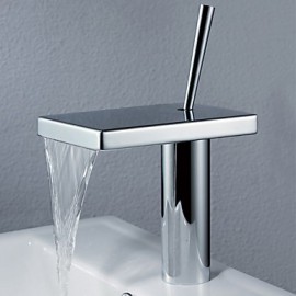 Waterfall Faucet In The Bathroom For Basin Sink Brass Mixer Tap Modern Bathroom Faucet