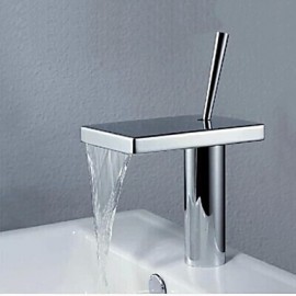 Waterfall Faucet In The Bathroom For Basin Sink Brass Mixer Tap Modern Bathroom Faucet