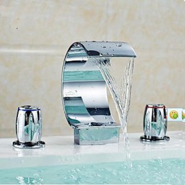 Waterfall Widespread Bathroom Sink Faucet (Chrome Finish)