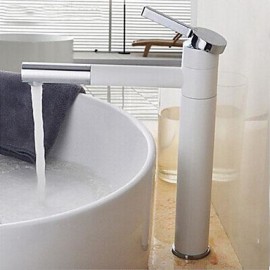 White Painting Single Handle Bathroom Sink Faucet