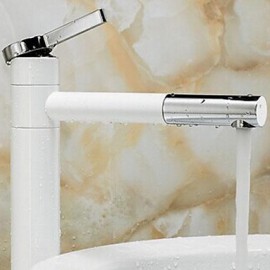 White Painting Single Handle Bathroom Sink Faucet