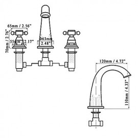 Widespread Bathroom Sink Faucet With Low Cross Handles And Low Gooseneck Spout, Vibrant Moderne Polish Gold