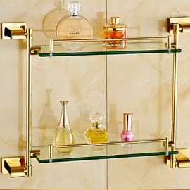 Bathroom Gadgets, 1 pc Contemporary Brass Glass Bathroom Shelf Bathroom