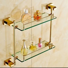 Bathroom Gadgets, 1 pc Contemporary Brass Glass Bathroom Shelf Bathroom