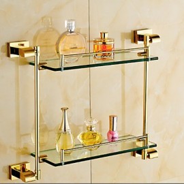 Bathroom Gadgets, 1 pc Contemporary Brass Glass Bathroom Shelf Bathroom