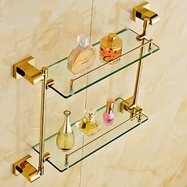 Bathroom Gadgets, 1 pc Contemporary Brass Glass Bathroom Shelf Bathroom