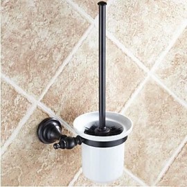 Toilet Brush Holder, 1pc Removable Antique Brass Ceramic Toilet Brush Holder