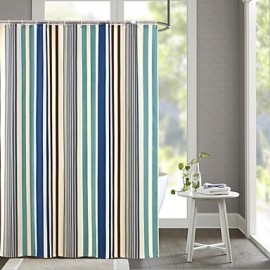 Shower Curtains Neoclassical Polyester Stripe Machine Made