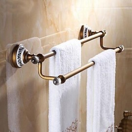 Towel Bars, 1pc High Quality Antique Brass Crystal Ceramic Towel Bar
