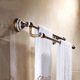 Towel Bars, 1pc High Quality Antique Brass Crystal Ceramic Towel Bar