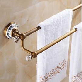 Towel Bars, 1pc High Quality Antique Brass Crystal Ceramic Towel Bar
