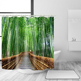 Shower Curtains & Hooks Country Polyester Novelty Machine Made Waterproof