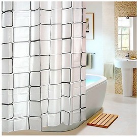 Shower Curtains Modern PEVA Plaid Machine Made