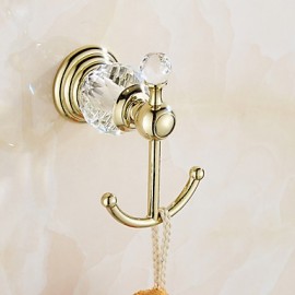 Robe Hooks, 1 pc Contemporary Brass Crystal Robe Hook Bathroom