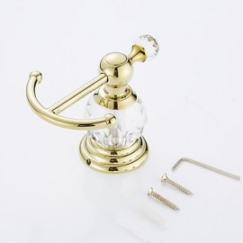 Robe Hooks, 1 pc Contemporary Brass Crystal Robe Hook Bathroom