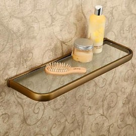 Towel Bars, 1pc High Quality Antique Brass Glass Bathroom Shelf