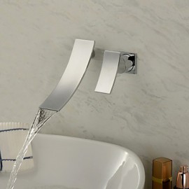 Wall Mounted Single Handle Two Holes in Chrome Bathroom Sink Tap