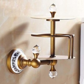 Toilet Paper Holders, 1pc Removable Antique Brass Crystal Ceramic Toilet Paper Holder