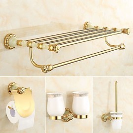 Bathroom Accessory Set, 1set Neoclassical Brass Bathroom Accessory Set Bathroom