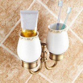 Toothbrush Holder, 1pc Removable Traditional Brass Ceramic Toothbrush Holder