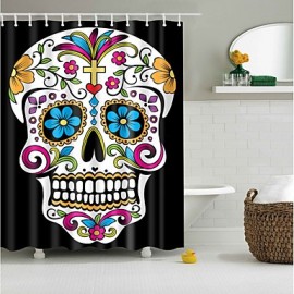 Shower Curtains & Hooks Polyester Skull Hand Made