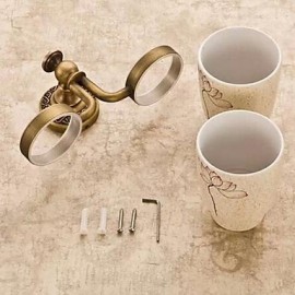 Toothbrush Holder, 1pc Removable Antique Brass Ceramic Toothbrush Holder