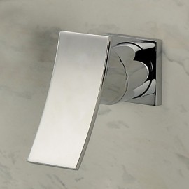 Wall Mounted Single Handle Two Holes in Chrome Bathroom Sink Tap