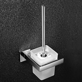 Bathroom Products, 1 pc Contemporary Stainless Steel Glass Toilet Brush Holder Bathroom