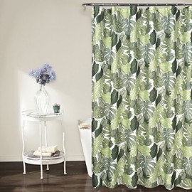 Shower Curtains Modern Polyester Leaf Machine Made