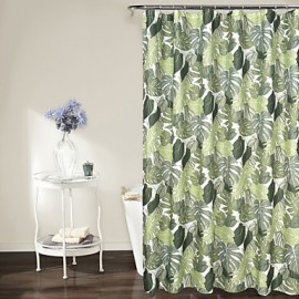 Shower Curtains Modern Polyester Leaf Machine Made