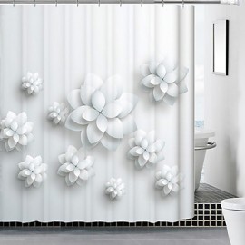 Shower Curtains Modern Poly Cotton Blend Floral Botanical Machine Made