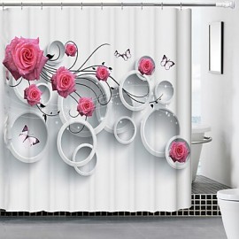 Shower Curtains Modern Poly Cotton Blend Floral Botanical Machine Made