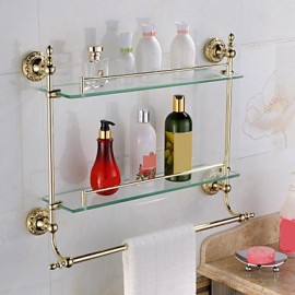 Towel Bars, 1 pc Contemporary Brass Glass Bathroom Shelf Bathroom