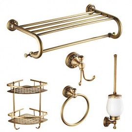 Bathroom Accessory Set, 1set Neoclassical Brass Bathroom Accessory Set Bathroom