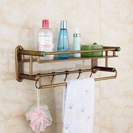Towel Bars, 1 pc Neoclassical Brass Bathroom Shelf Bathroom