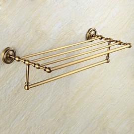 Towel Bars, 1pc High Quality Neoclassical Brass Bathroom Shelf Wall Mounted