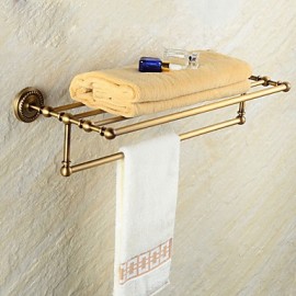 Towel Bars, 1pc High Quality Neoclassical Brass Bathroom Shelf Wall Mounted