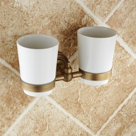 Bathroom Products, 1 pc Antique Brass Ceramic Toothbrush Holder Bathroom