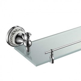 Towel Bars, 1pc High Quality Contemporary Brass Zinc Alloy Glass Bathroom Shelf
