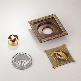 Drains, Removable Antique Brass Drain Bathroom Floor Mounted